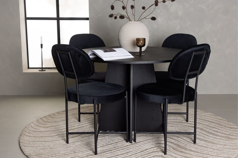Bootcut Matgrupp 110 cm Rund med 4 Stella stolar - Svart - Möbler - Matplats - Matgrupp & matbord med stolar