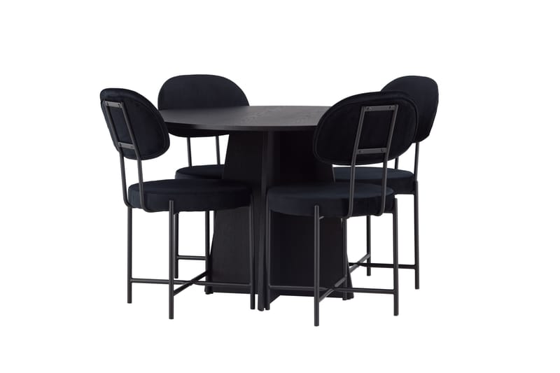 Bootcut Matgrupp 110 cm Rund med 4 Stella stolar - Svart - Möbler - Matplats - Matgrupp & matbord med stolar