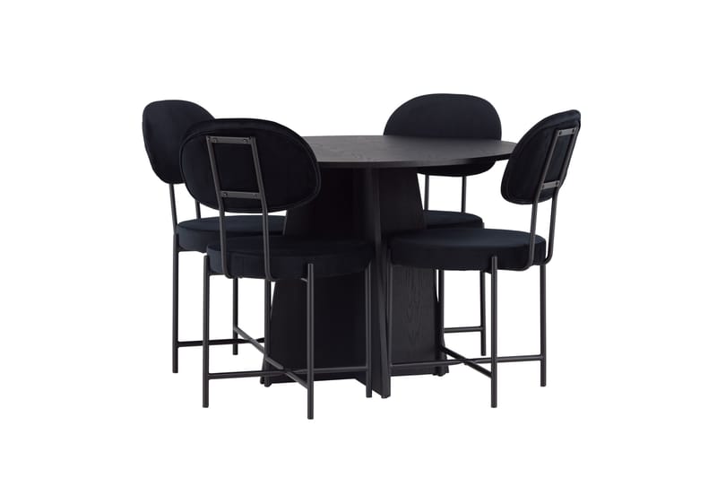 Bootcut Matgrupp 110 cm Rund med 4 Stella stolar - Svart - Möbler - Matplats - Matgrupp & matbord med stolar