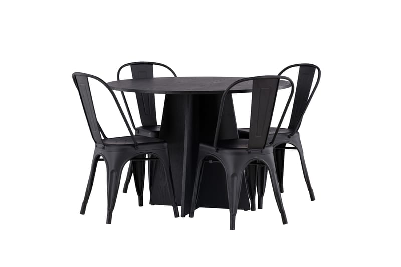 Bootcut Matgrupp 110 cm Rund med 4 Tempe Stolar - Svart - Möbler - Matplats - Matgrupp & matbord med stolar
