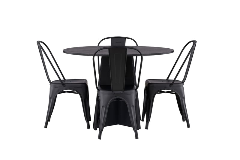 Bootcut Matgrupp 110 cm Rund med 4 Tempe Stolar - Svart - Möbler - Matplats - Matgrupp & matbord med stolar