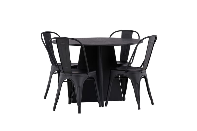 Bootcut Matgrupp 110 cm Rund med 4 Tempe Stolar - Svart - Möbler - Matplats - Matgrupp & matbord med stolar