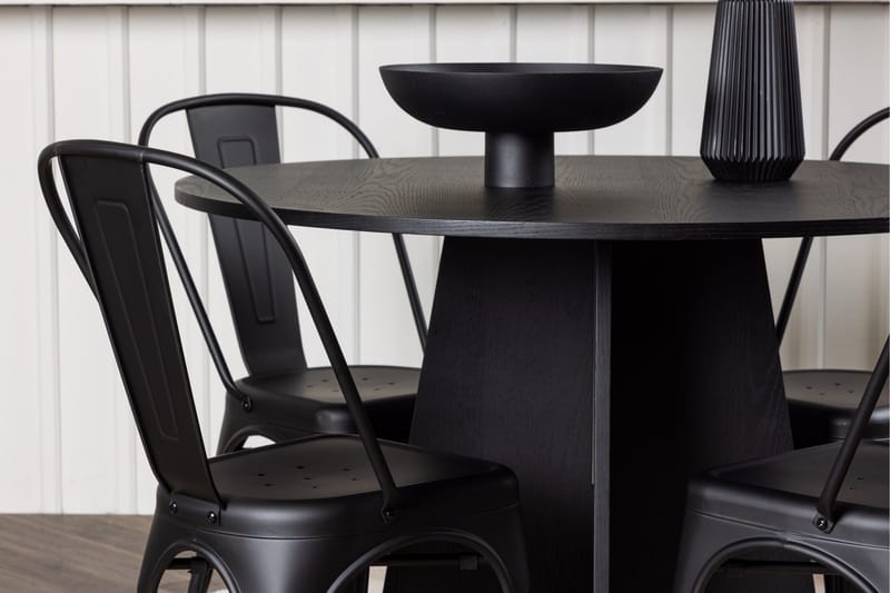 Bootcut Matgrupp 110 cm Rund med 4 Tempe Stolar - Svart - Möbler - Matplats - Matgrupp & matbord med stolar