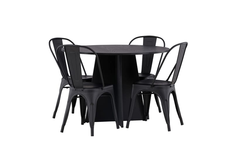 Bootcut Matgrupp 110 cm Rund med 4 Tempe Stolar - Svart - Möbler - Matplats - Matgrupp & matbord med stolar