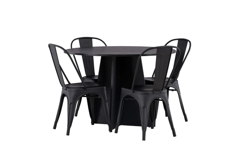 Bootcut Matgrupp 110 cm Rund med 4 Tempe Stolar - Svart - Möbler - Matplats - Matgrupp & matbord med stolar