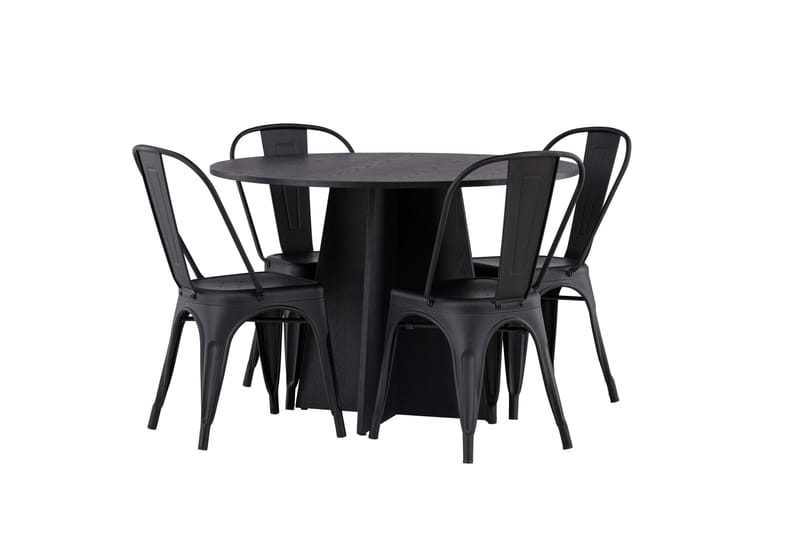 Bootcut Matgrupp 110 cm Rund med 4 Tempe Stolar - Svart - Möbler - Matplats - Matgrupp & matbord med stolar