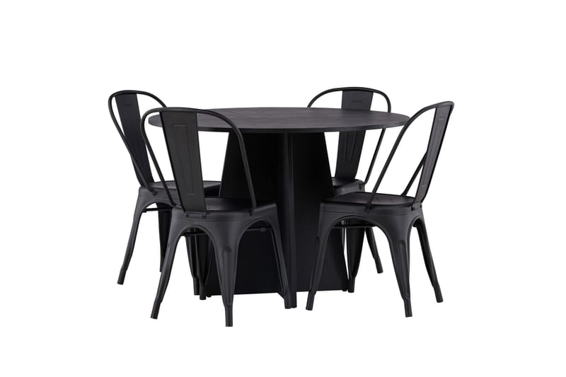 Bootcut Matgrupp 110 cm Rund med 4 Tempe Stolar - Svart - Möbler - Matplats - Matgrupp & matbord med stolar