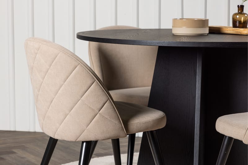 Bootcut Matgrupp 110 cm Rund med 4 Velvet stolar - Beige - Möbler - Matplats - Matgrupp & matbord med stolar