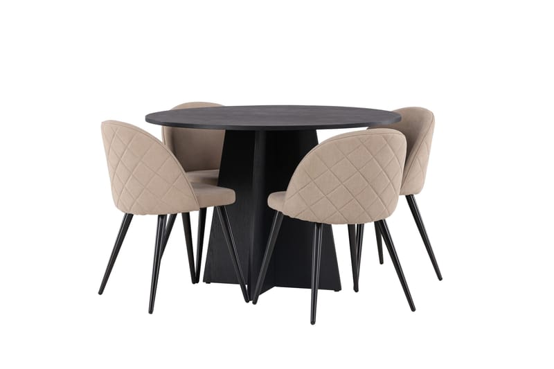 Bootcut Matgrupp 110 cm Rund med 4 Velvet stolar - Beige - Möbler - Matplats - Matgrupp & matbord med stolar
