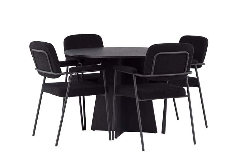 Bootcut Matgrupp 110 cm Rund med 4 Yesterday stolar - Svart - Möbler - Matplats - Matgrupp & matbord med stolar