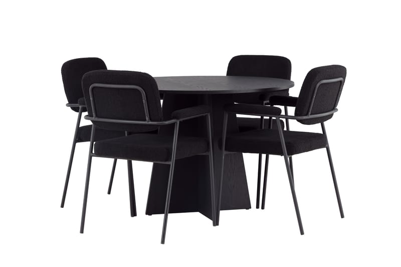 Bootcut Matgrupp 110 cm Rund med 4 Yesterday stolar - Svart - Möbler - Matplats - Matgrupp & matbord med stolar