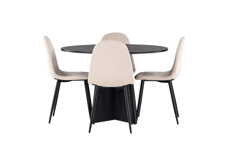 Bootcut Matgrupp 110 cm Rund med 4 Polar stolar, Beige