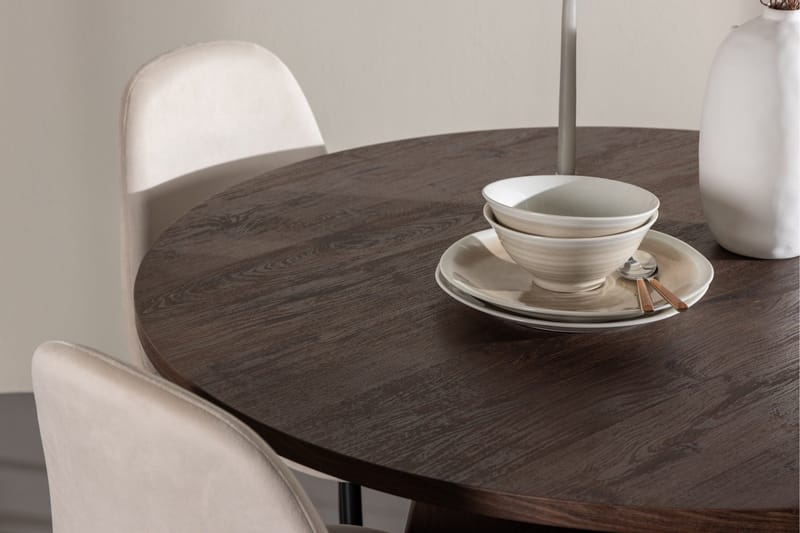 Bootcut Matgrupp 110 cm Rund med 4 Polar stolar - Mocca/Beige - Möbler - Matplats - Matgrupp & matbord med stolar