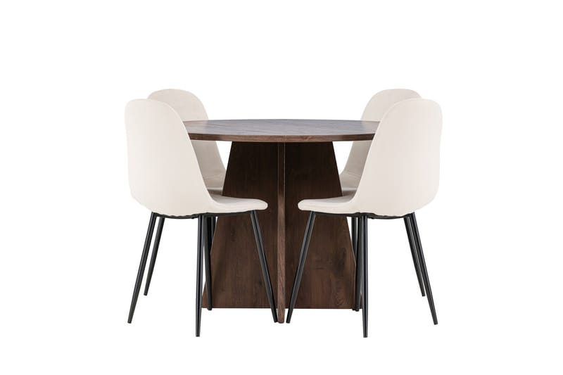 Bootcut Matgrupp 110 cm Rund med 4 Polar stolar - Mocca/Beige - Möbler - Matplats - Matgrupp & matbord med stolar