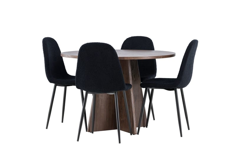 Bootcut Matgrupp 110 cm Rund med 4 Polar stolar - Mocca/Svart - Möbler - Matplats - Matgrupp & matbord med stolar