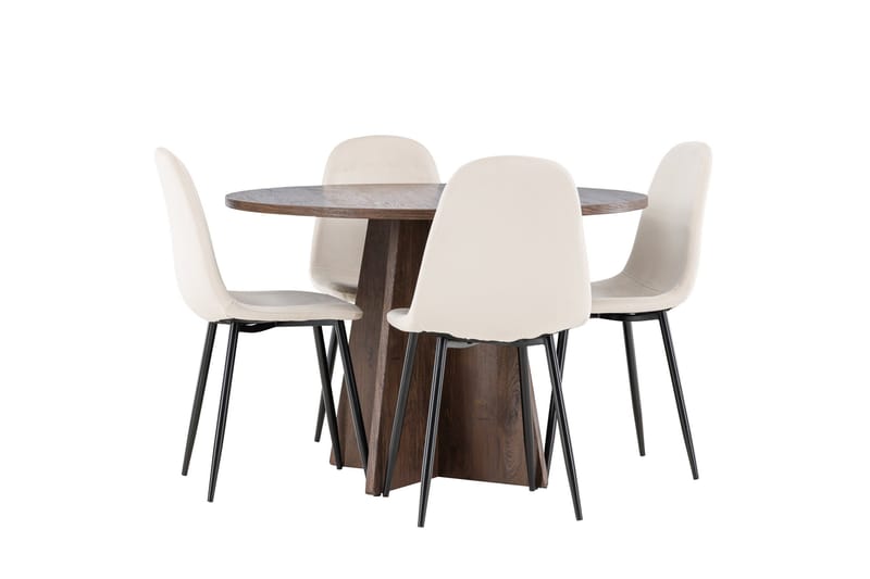 Bootcut Matgrupp 110 cm Rund med 4 Polar stolar - Mocca/Beige - Möbler - Matplats - Matgrupp & matbord med stolar