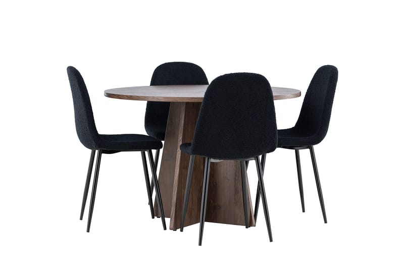 Bootcut Matgrupp 110 cm Rund med 4 Polar stolar - Mocca/Svart - Möbler - Matplats - Matgrupp & matbord med stolar