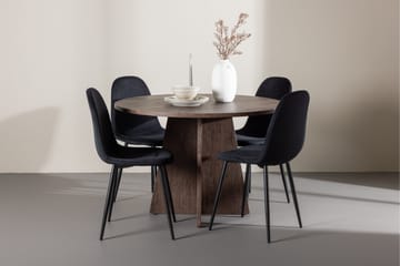 Bootcut Matgrupp 110 cm Rund med 4 Polar stolar - Mocca/Svart - Möbler - Matplats - Matgrupp & matbord med stolar