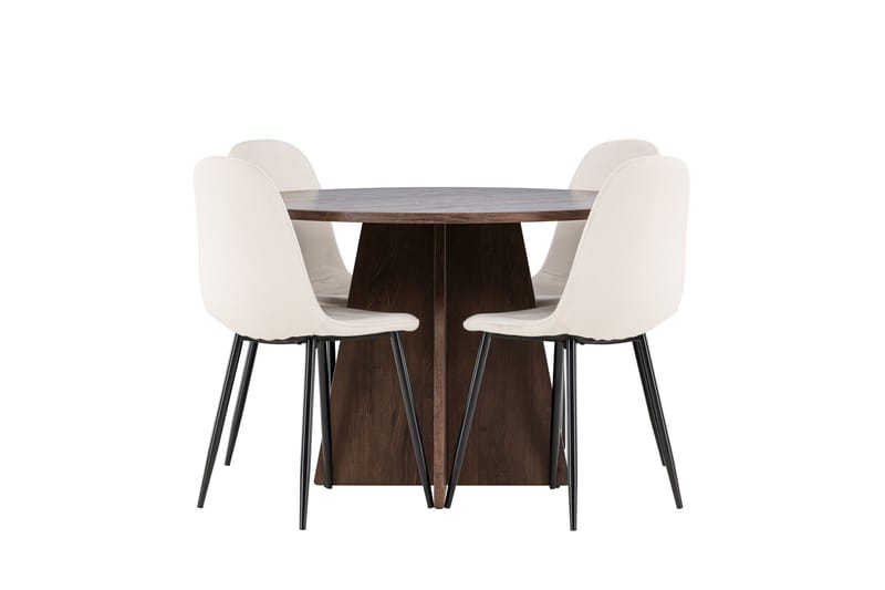 Bootcut Matgrupp 110 cm Rund med 4 Polar stolar - Mocca/Beige - Möbler - Matplats - Matgrupp & matbord med stolar