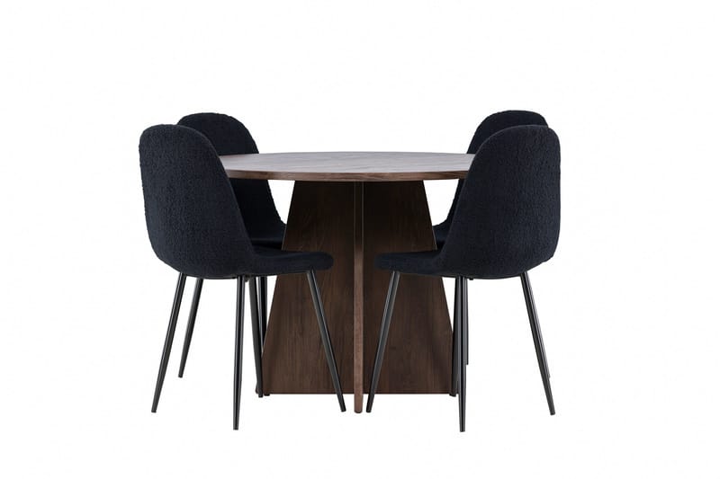 Bootcut Matgrupp 110 cm Rund med 4 Polar stolar - Mocca/Svart - Möbler - Matplats - Matgrupp & matbord med stolar