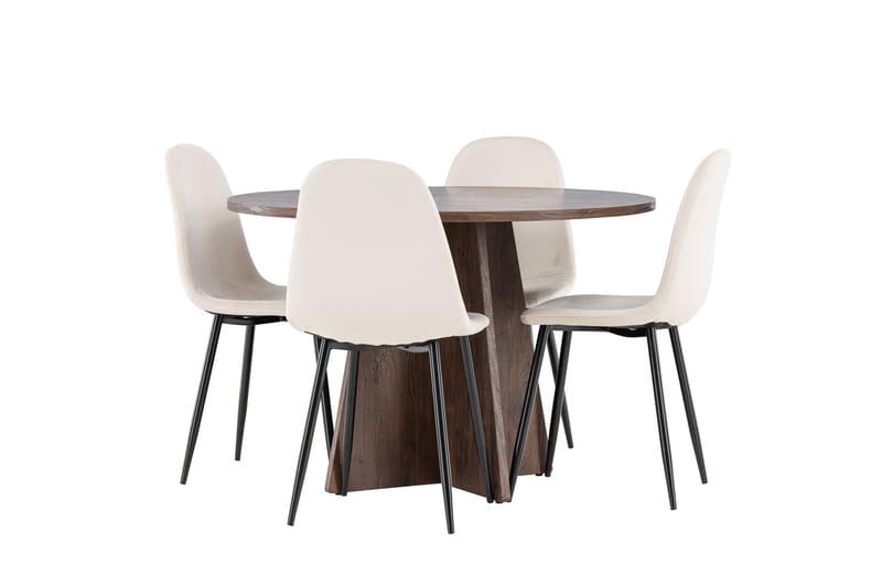 Bootcut Matgrupp 110 cm Rund med 4 Polar stolar - Mocca/Beige - Möbler - Matplats - Matgrupp & matbord med stolar