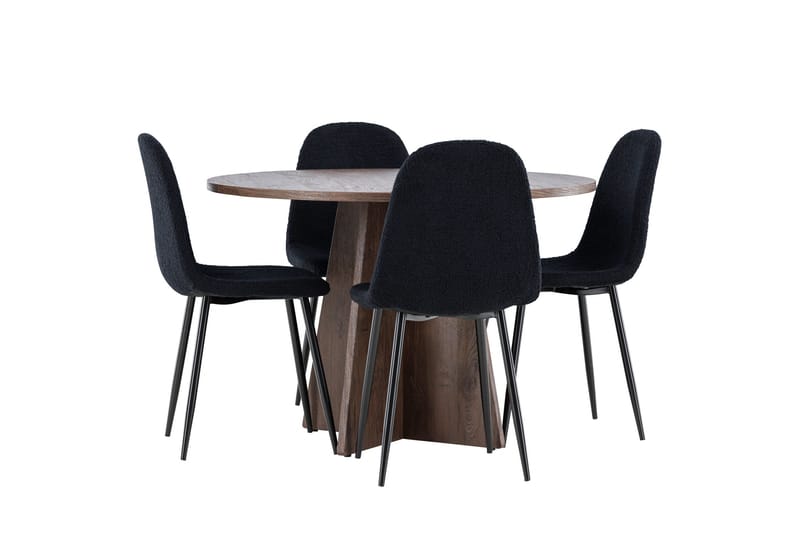 Bootcut Matgrupp 110 cm Rund med 4 Polar stolar - Mocca/Svart - Möbler - Matplats - Matgrupp & matbord med stolar