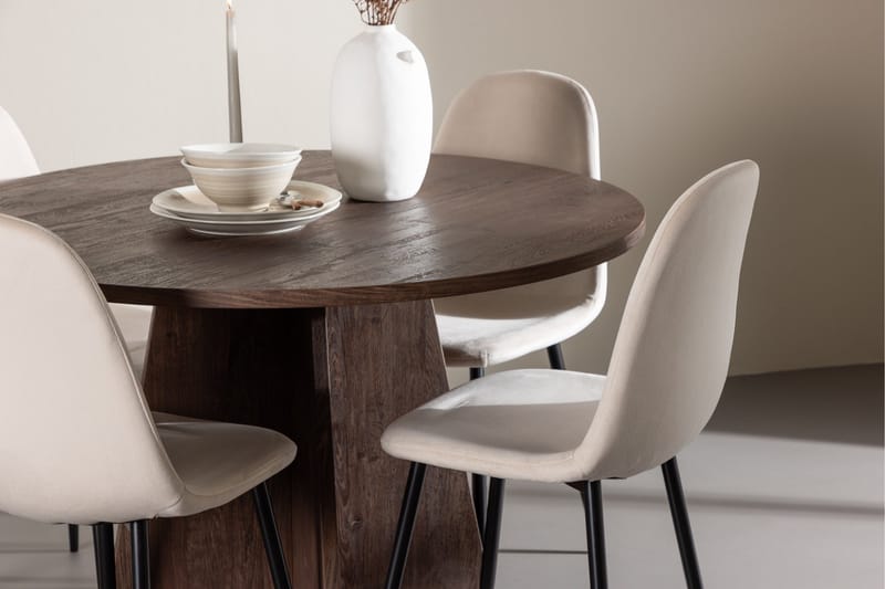 Bootcut Matgrupp 110 cm Rund med 4 Polar stolar - Mocca/Beige - Möbler - Matplats - Matgrupp & matbord med stolar