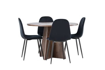 Bootcut Matgrupp 110 cm Rund med 4 Polar stolar - Mocca/Svart - Möbler - Matplats - Matgrupp & matbord med stolar