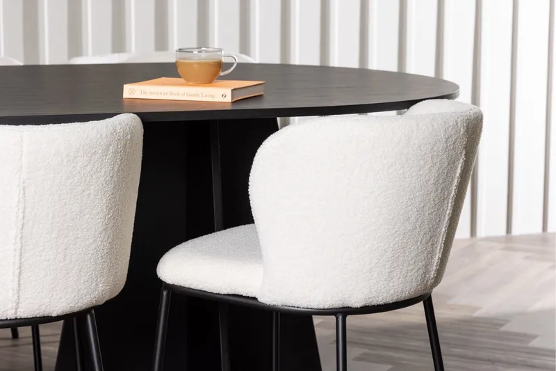 Bootcut Matgrupp 230 cm Oval med 6 Edina Stolar - Svart - Möbler - Matplats - Matgrupp & matbord med stolar