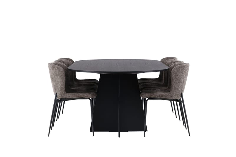 Bootcut Matgrupp 230 cm Oval med 6 Modesto stolar - Svart - Möbler - Matplats - Matgrupp & matbord med stolar