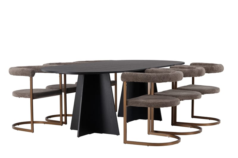 Bootcut Matgrupp 230 cm Oval med 6 Morning stolar - Brun - Möbler - Matplats - Matgrupp & matbord med stolar