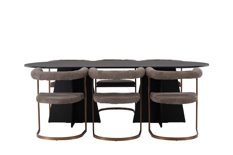 Bootcut Matgrupp 230 cm Oval med 6 Morning stolar, Brun