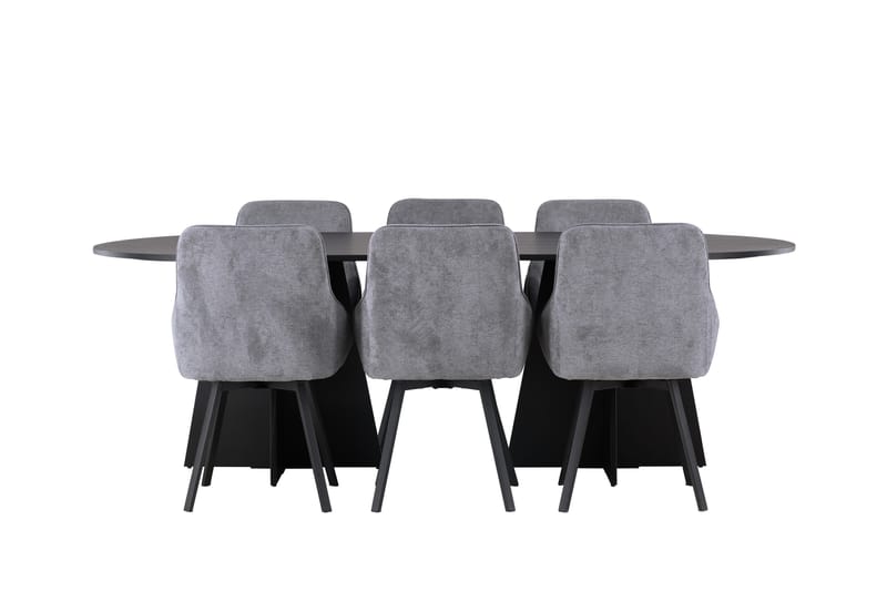 Bootcut Matgrupp 230 cm Oval med 6 Rosie stolar, Svart