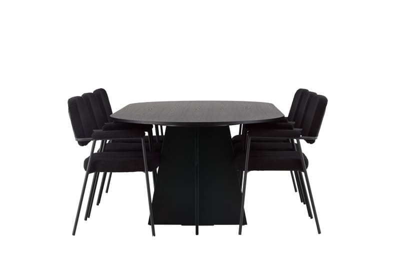 Bootcut Matgrupp 230 cm Oval med 6 Yesterday stolar - Svart - Möbler - Matplats - Matgrupp & matbord med stolar