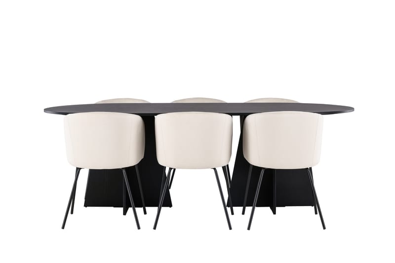 Bootcut Matgrupp 230 cm Rektangulär med 6 Berit stolar, Beige