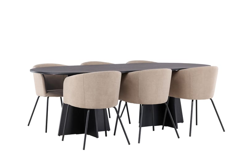Bootcut Matgrupp 230 cm Rektangulär med 6 Berit stolar - Beige - Möbler - Matplats - Matgrupp & matbord med stolar