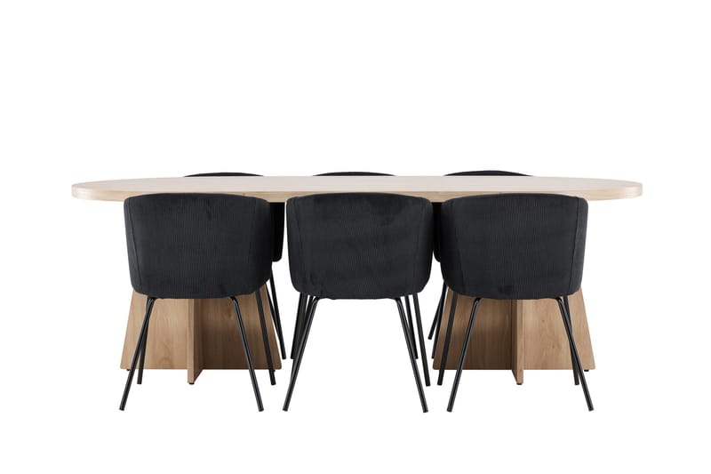 Bootcut Matgrupp 230 cm Rektangulär med 6 Berit stolar - Whitewash/Svart - Möbler - Matplats - Matgrupp & matbord med stolar