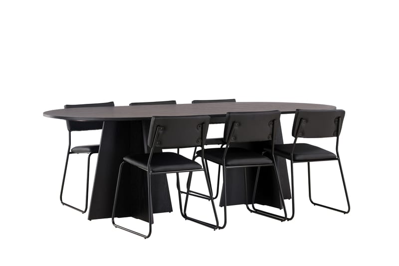 Bootcut Matgrupp 230 cm Rektangulär med 6 Kenth Stolar - Svart - Möbler - Matplats - Matgrupp & matbord med stolar
