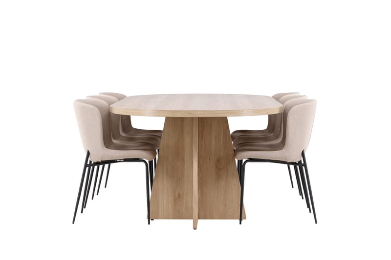 Bootcut Matgrupp 230 cm Rektangulär med 6 Modesto stolar - Whitewash/Beige - Möbler - Matplats - Matgrupp & matbord med stolar