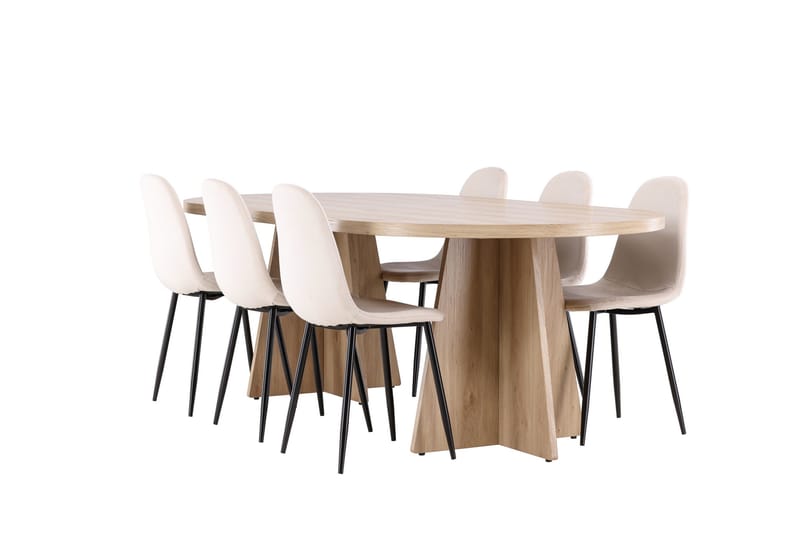 Bootcut Matgrupp 230 cm Rektangulär med 6 Polar stolar - Whitewash/Beige - Möbler - Matplats - Matgrupp & matbord med stolar