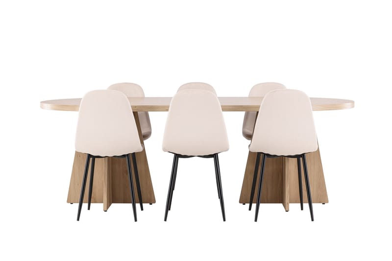 Bootcut Matgrupp 230 cm Rektangulär med 6 Polar stolar - Whitewash/Beige - Möbler - Matplats - Matgrupp & matbord med stolar