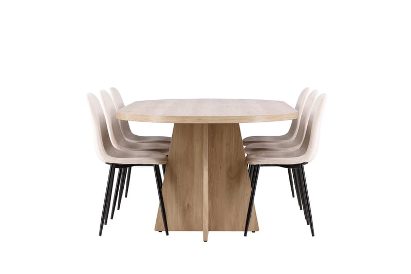 Bootcut Matgrupp 230 cm Rektangulär med 6 Polar stolar - Whitewash/Beige - Möbler - Matplats - Matgrupp & matbord med stolar