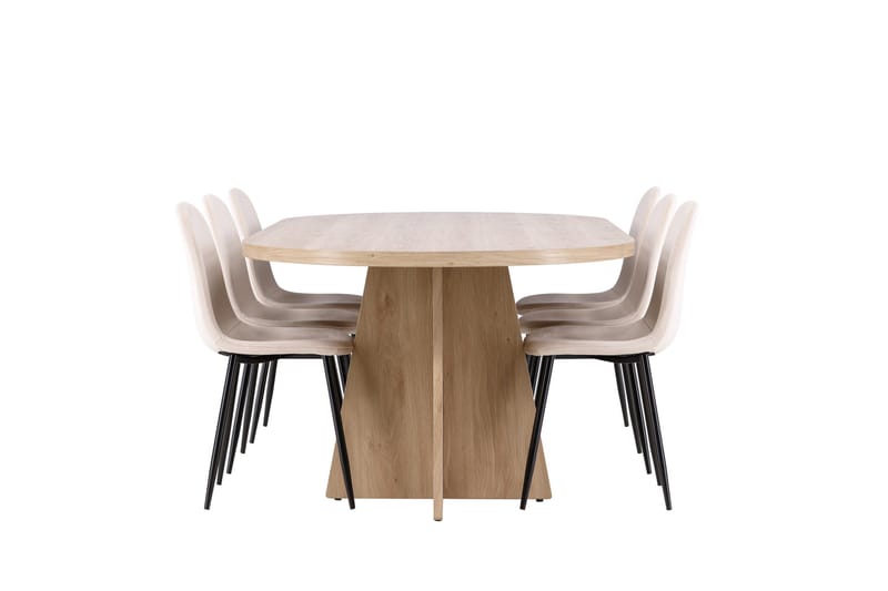 Bootcut Matgrupp 230 cm Rektangulär med 6 Polar stolar - Whitewash/Beige - Möbler - Matplats - Matgrupp & matbord med stolar