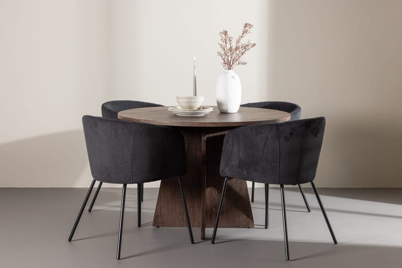 Bootcut Runt Litet Matbord 110 cm med 4 Berit Karmstol
