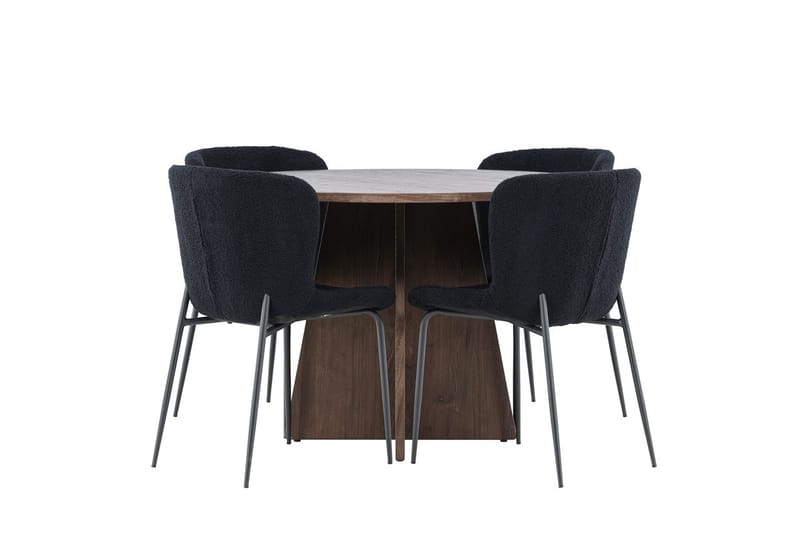 Bootcut Runt Litet Matbord 110 cm med 4 Modesto Matstol - Möbler - Matplats - Matgrupp & matbord med stolar