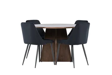 Bootcut Runt Litet Matbord 110 cm med 4 Night Matstol - Möbler - Matplats - Matgrupp & matbord med stolar