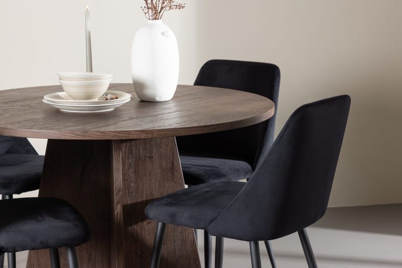 Bootcut Runt Litet Matbord 110 cm med 4 Night Matstol - Möbler - Matplats - Matgrupp & matbord med stolar