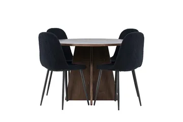 Bootcut Runt Litet Matbord 110 cm med 4 Polar Matstol - Möbler - Matplats - Matgrupp & matbord med stolar