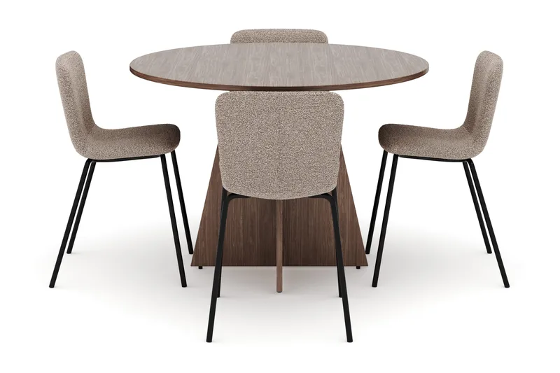 Bootcut Runt Litet Matbord Valnöt 110 cm med 4 Katy Matstolar - Möbler - Matplats - Matgrupp & matbord med stolar