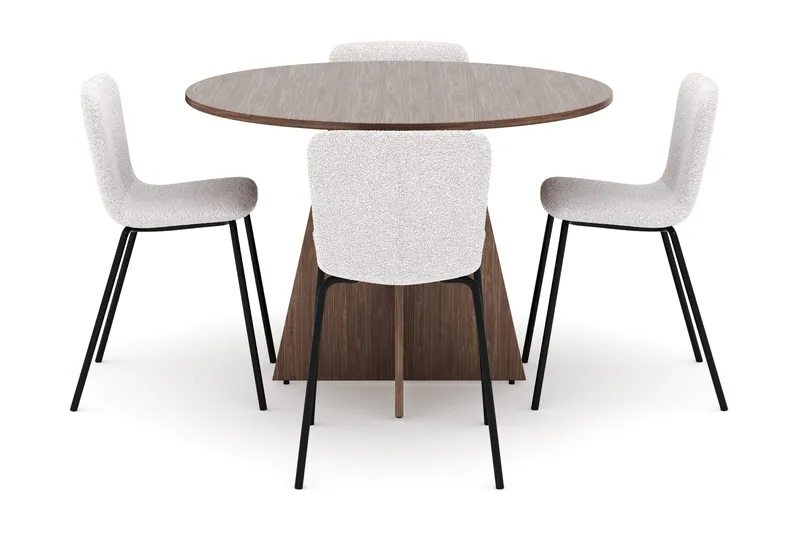 Bootcut Runt Litet Matbord Valnöt 110 cm med 4 Katy Matstolar - Möbler - Matplats - Matgrupp & matbord med stolar
